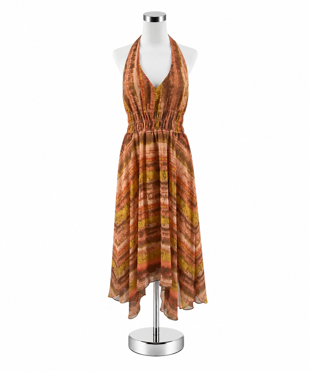 Taylor Abstract Halter High-Low Maxi Dress Size 8 NWT
